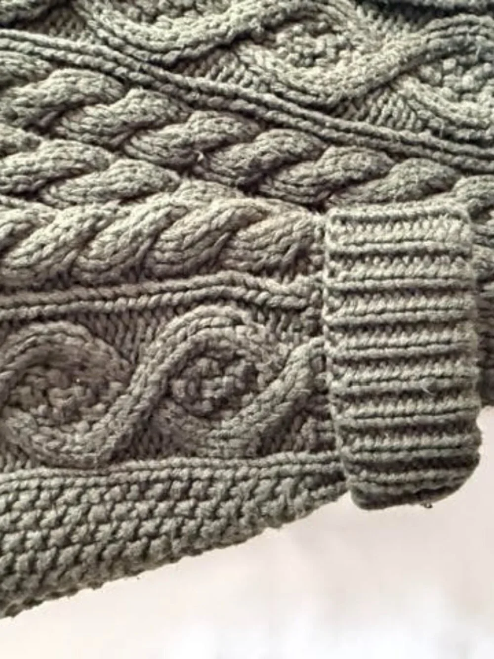 VTG 90s Polo Ralph Lauren Hand Knit Heavy Cotton Cable Turtleneck Sweater L